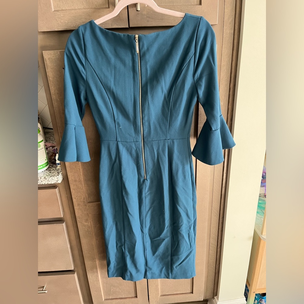 White House Black Market Teal Long Sleeve Dress - Picture 2 of 3